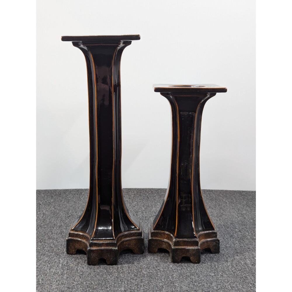 Carolyn Kinder International MCM Pedestal Pillar Candle Holders 15.5" & 20"